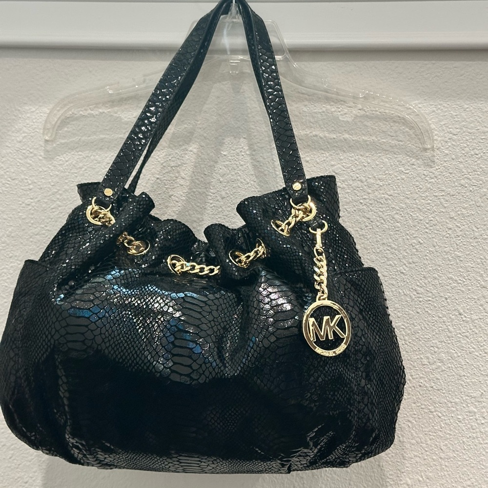 Michael Kors Black Snakeskin Shoulder Tote